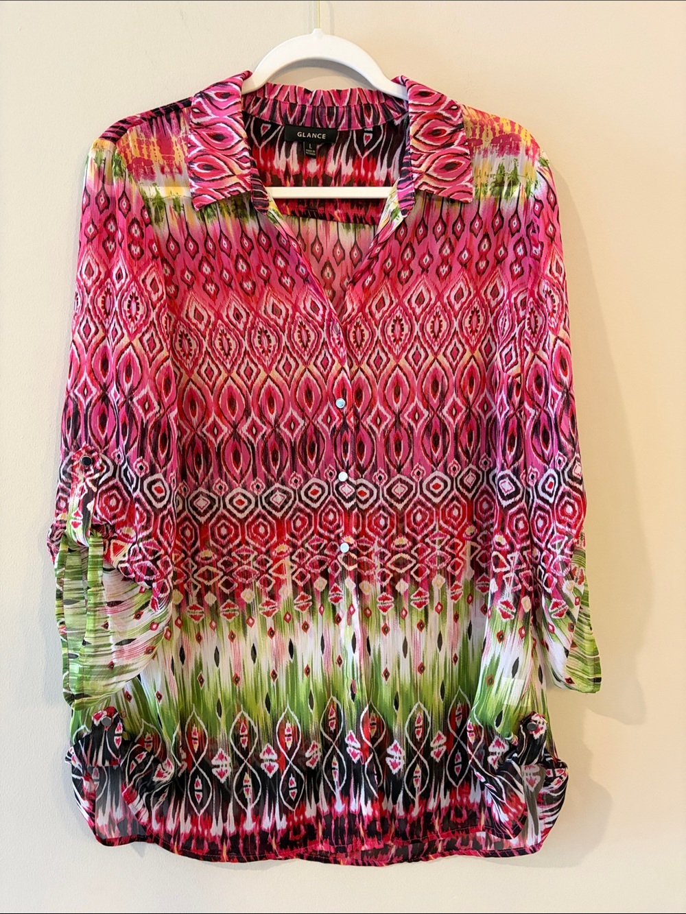 Glance button down tunic blouse